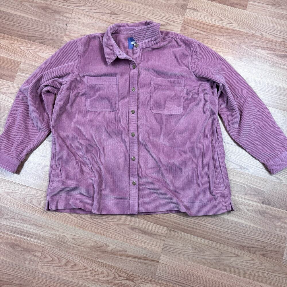L.L. Bean Women’s Corduroy Button Down Work Shirt 3X Pink Utility Sweater Fall